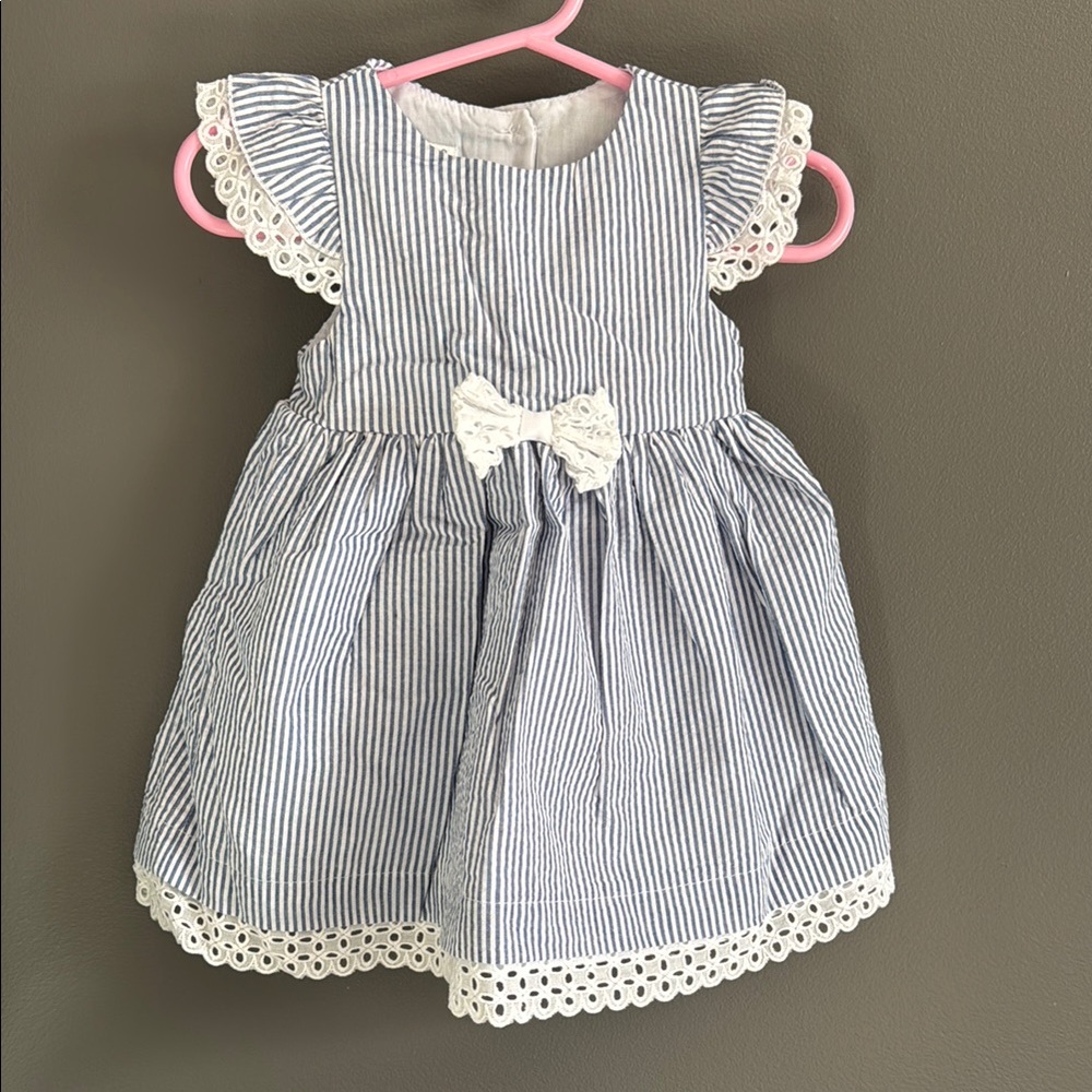 New Pippa & Julie Blue and White Flutter Sleeve Sundress